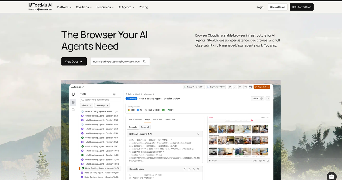 Browser Cloud by TestMu AI screenshot